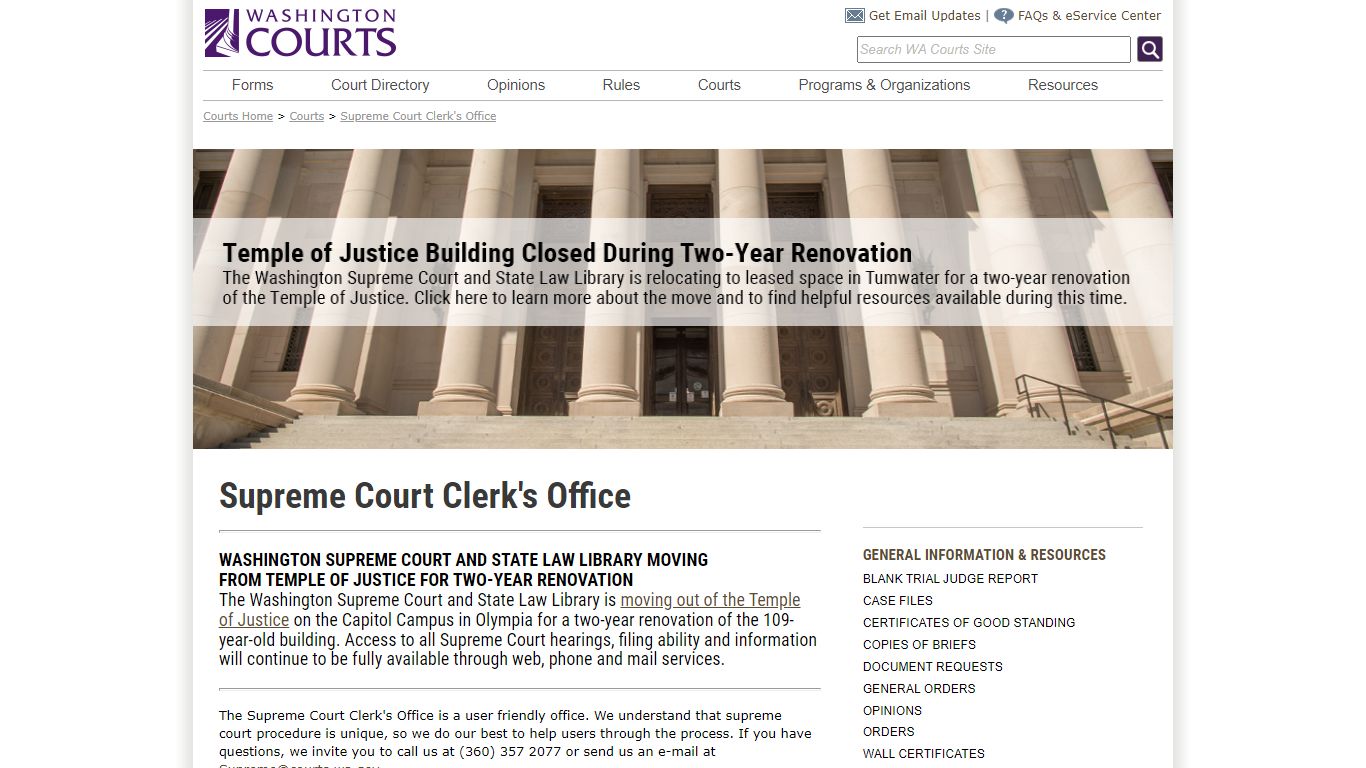 Washington State Courts - Supreme Court Clerk's Office