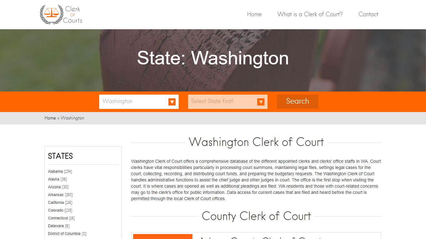 Find Washington Clerk of Courts – County Clerk of Courts in WA